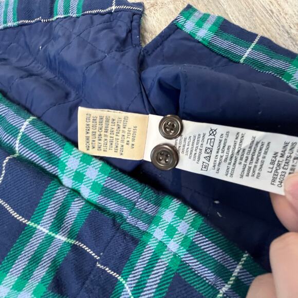 L.L Bean Green Blue Mens L Plaid Tartan Shacket Quilted Lined Button Up Jacket - Picture 7 of 9